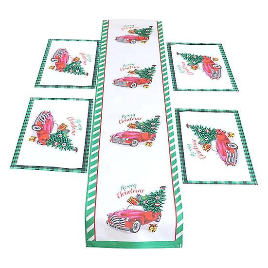 1 Set Tablecloth Table Runner Reusable Decorative Polyester Practical Christmas-themed Dining Decor Cloth Kit for Daily Life
