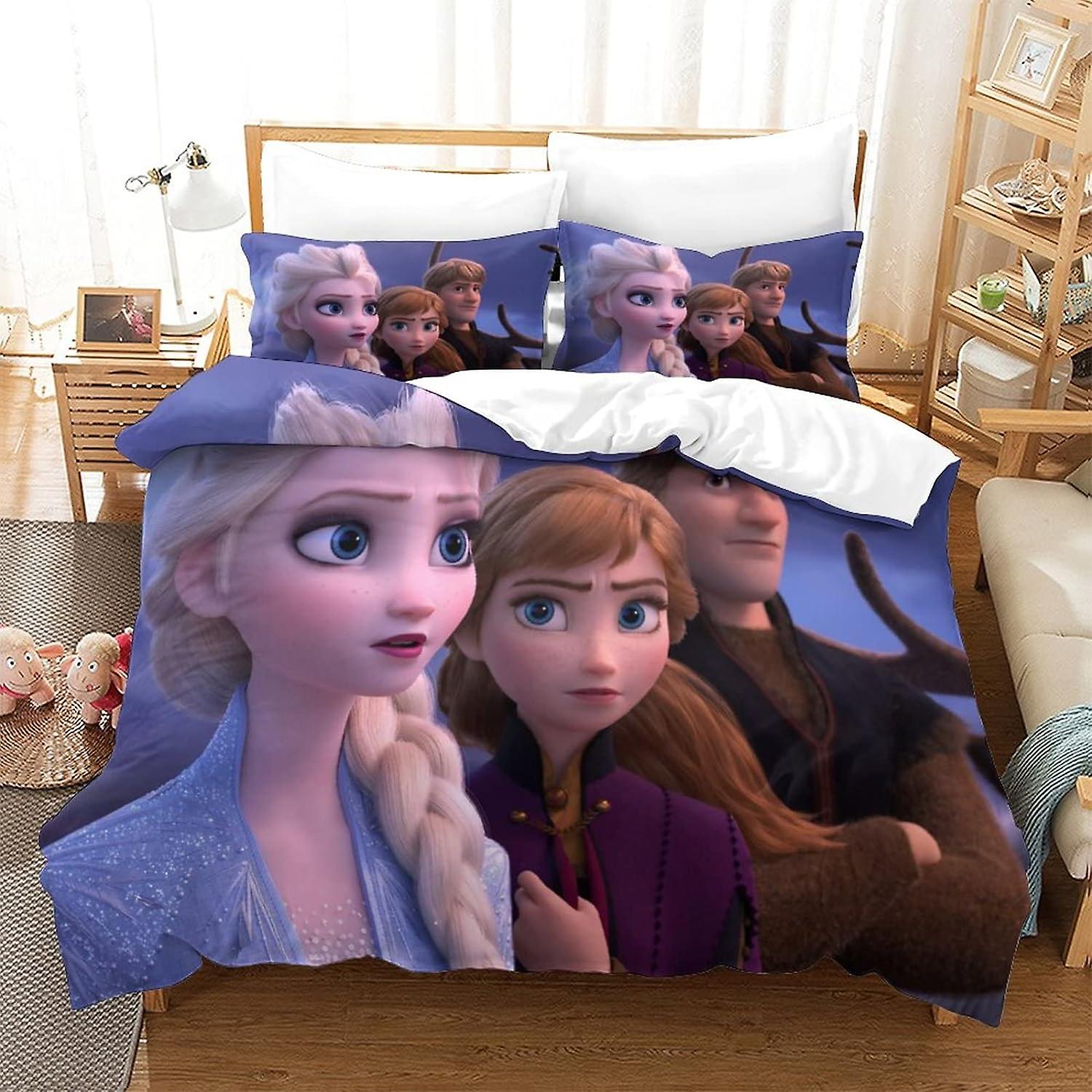ALAIYO Frozen 3D Duvet Cover Bedding Set For Boys Girls Comforter Cover Ultra Soft 3D Microfiber Bedspread Quilt Cover With Zipper Closure 3-Piece Set