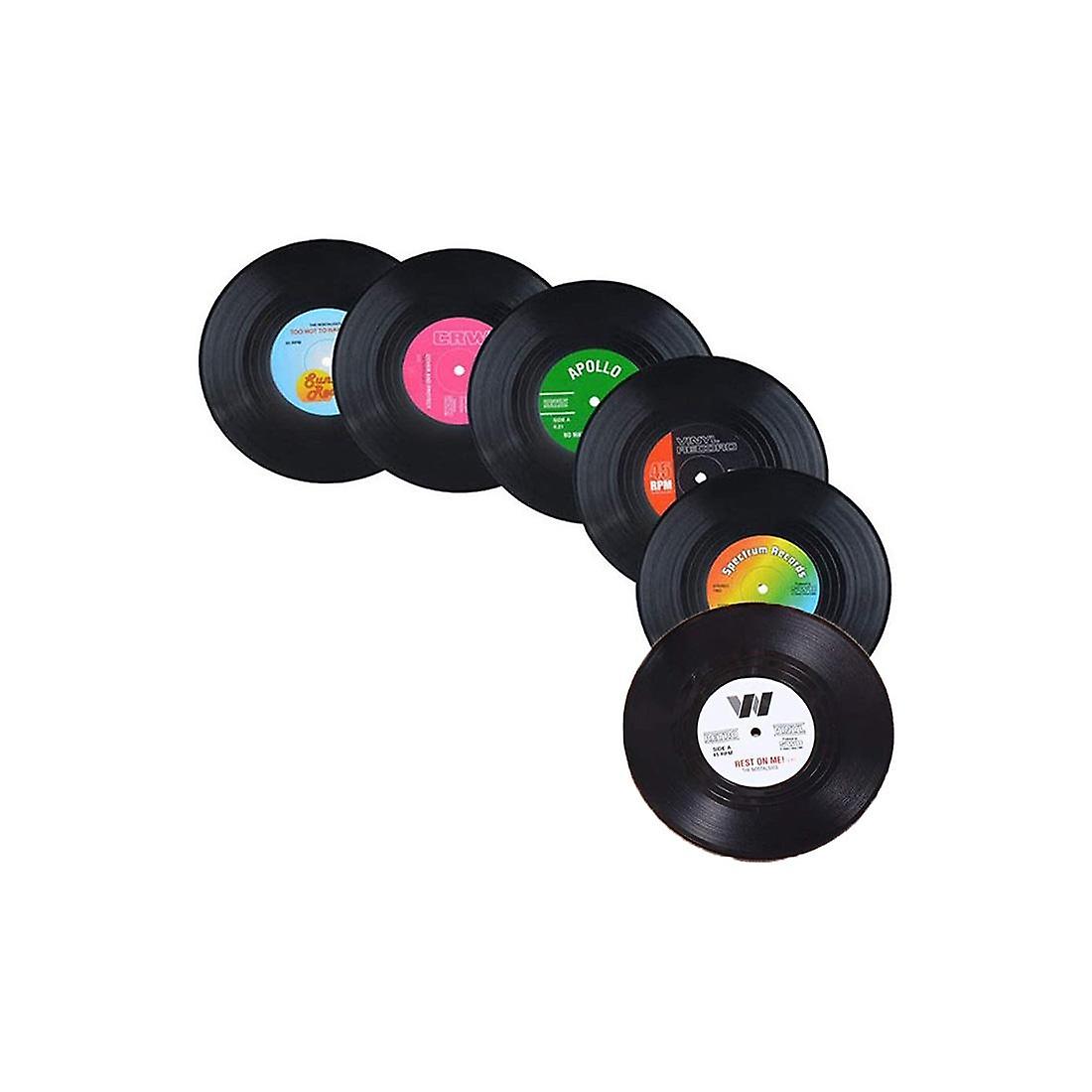 Coasters Set of 6,Drink Coaster Set Record Retro Disk for Drinks