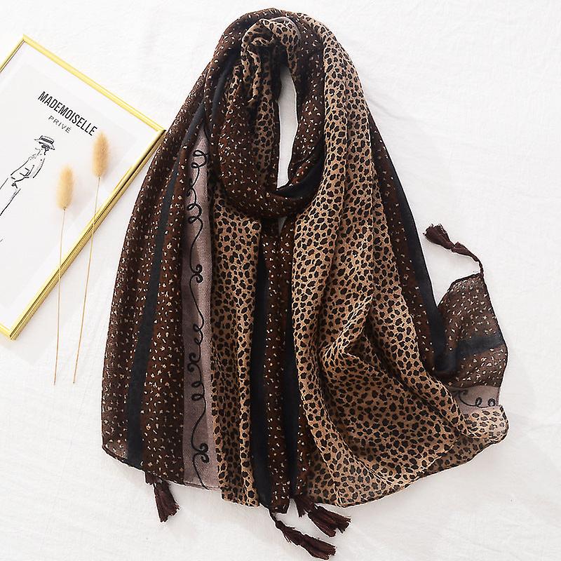 Women Scarf Shawl 2022 Spring Autumn Cotton And Linen Color Matching Leopard Print Sun Protection