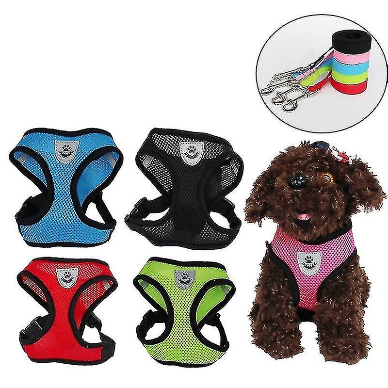 Cat Dog Adjustable Harness Vest Walking Lead Leash For Puppy Dogs Collar Polyester Mesh Harness For