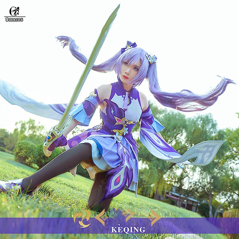 Cosplay Genshin Impact Keqing Wigs Costume Halloween Carnival