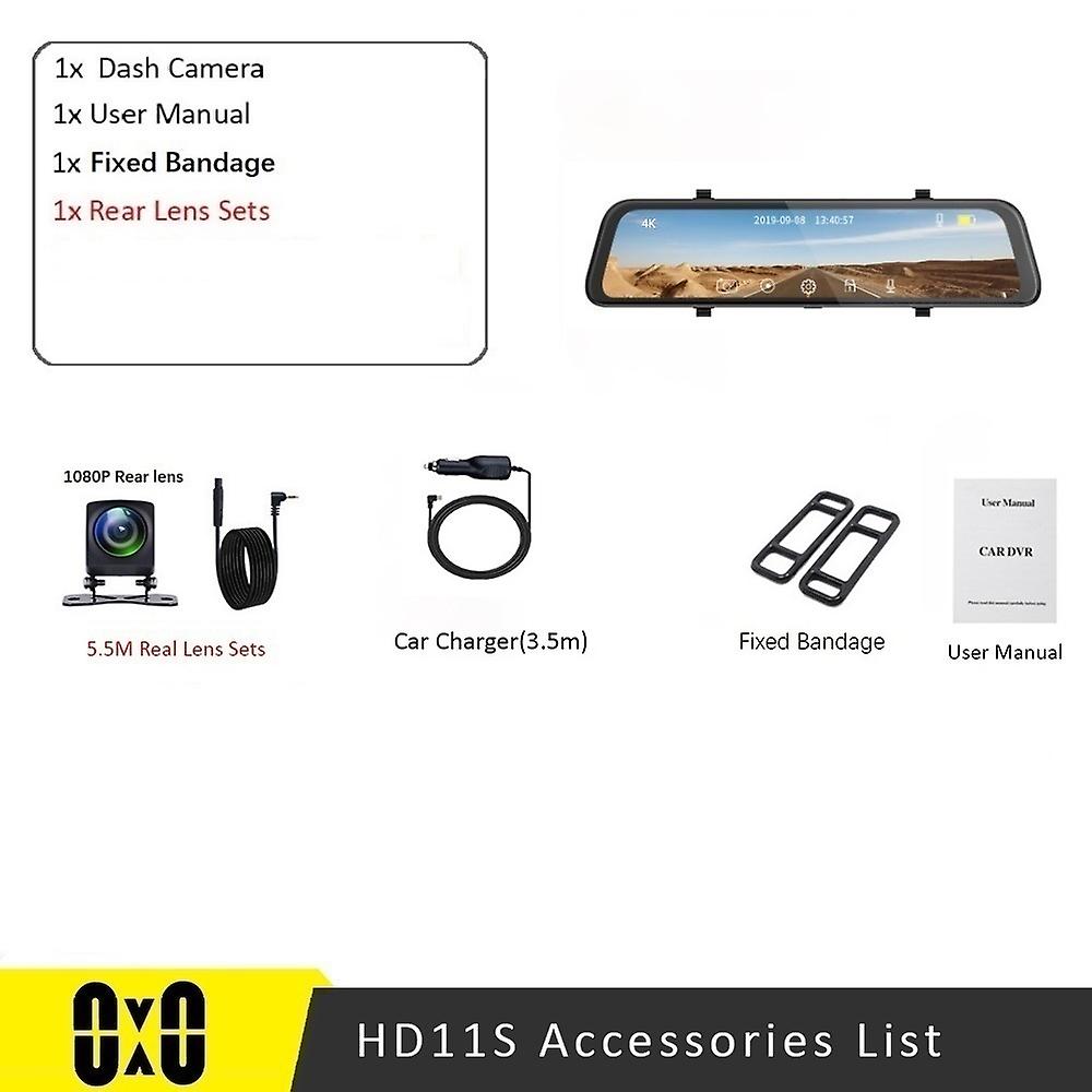 Mirror Dvr Black Box Car Dvr Mirror Rearview 4k Wifi Gps Car Video Recorder Car Rear View Mirror 2-in-1 Dash Cam 12 Inch
