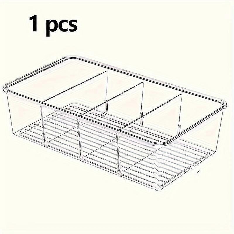 1/5PCS Food Storage Box, Clear Plastic Removable Snack Storage Box, Pantry Organizer with 3 Dividers, Kitchen, Cabinet Snacks, Small Bags, Spices, Sma