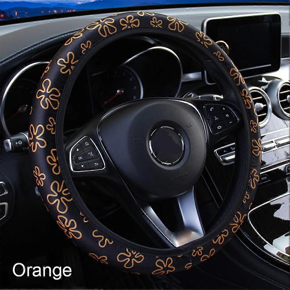 38 ס"מ כיסוי גלגל ההגה לרכב כיסוי הגה לנשים כיסוי גלגלים פרחים הדפסה נגד החלקה Funda Volante אביזרי רכב