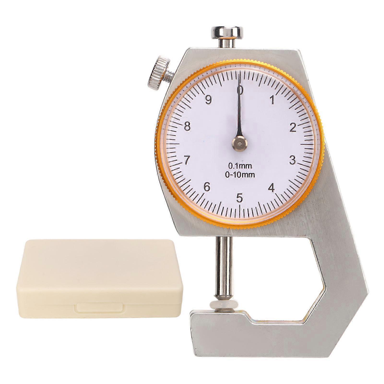Thickness Gauge Round Dial Indicator 0.1mm Resolution 0?10mm Range Measuring Tool Tip Head
