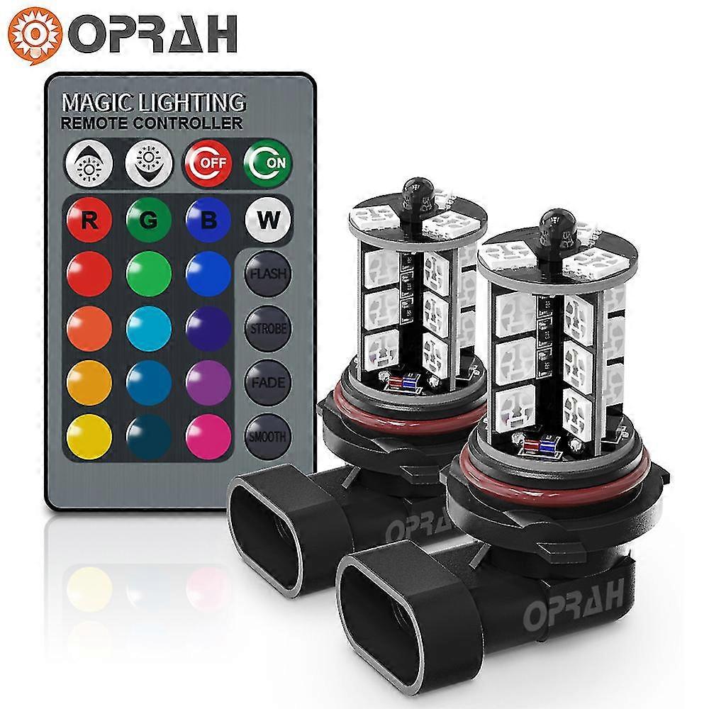 2pcs 881 H27 car light LED Fog Bulb RGB H1 H3 H4 H7 H11 HB3 HB4 9005 9006 Multi Color Auto Fog Lamps Driving Running 6000K