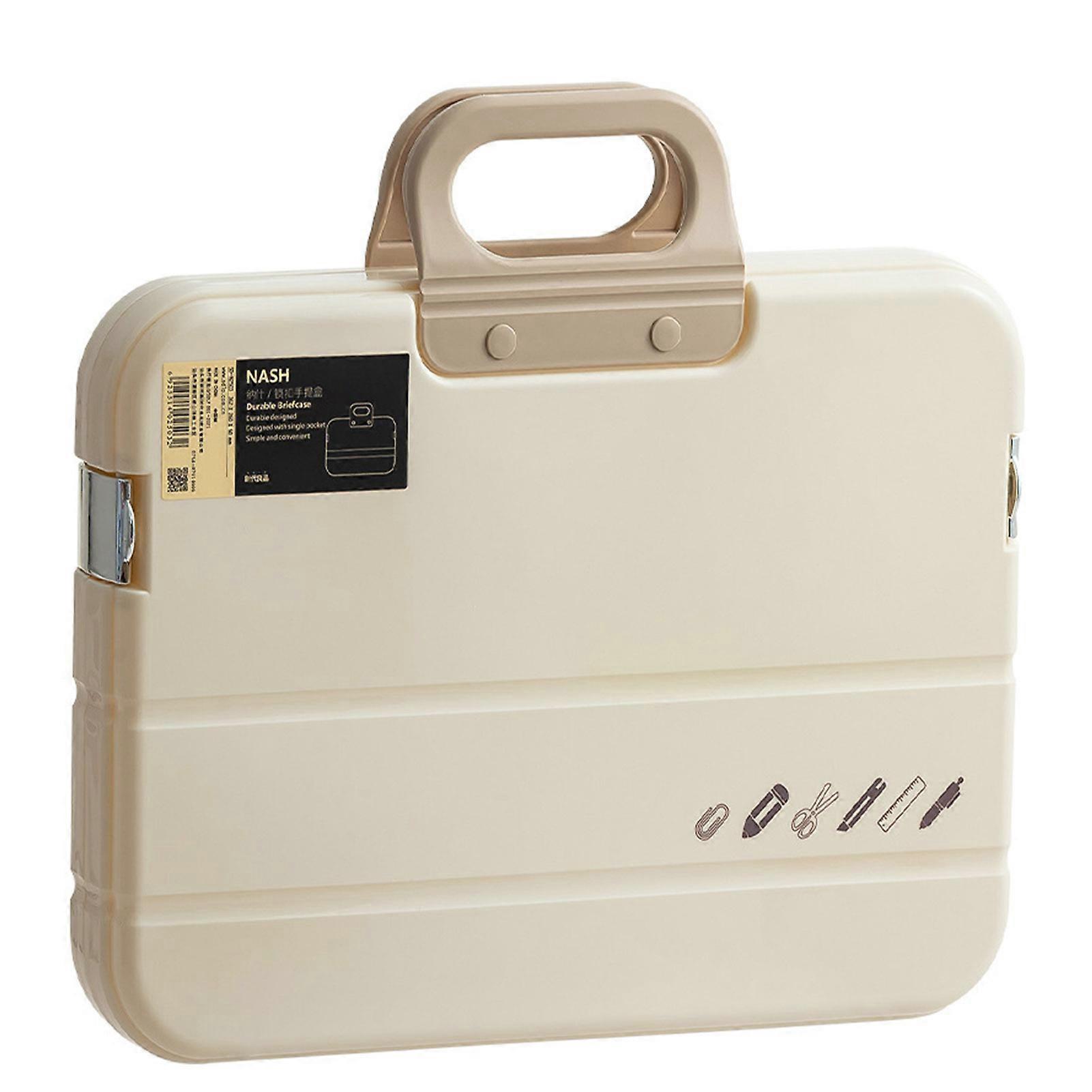 A4 Plastic File Folder with Lock Handle Portable Plastic File Boxes Large Capacity Multi-Purpose Document Bag