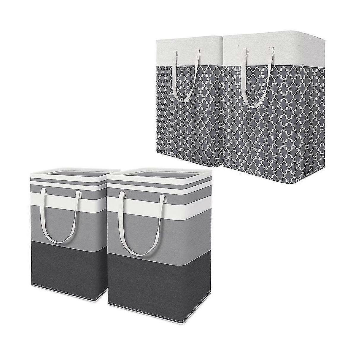 4-pack 75l Laundry Hamper, Collapsible Tall Clothes Hamper With Extended Handles