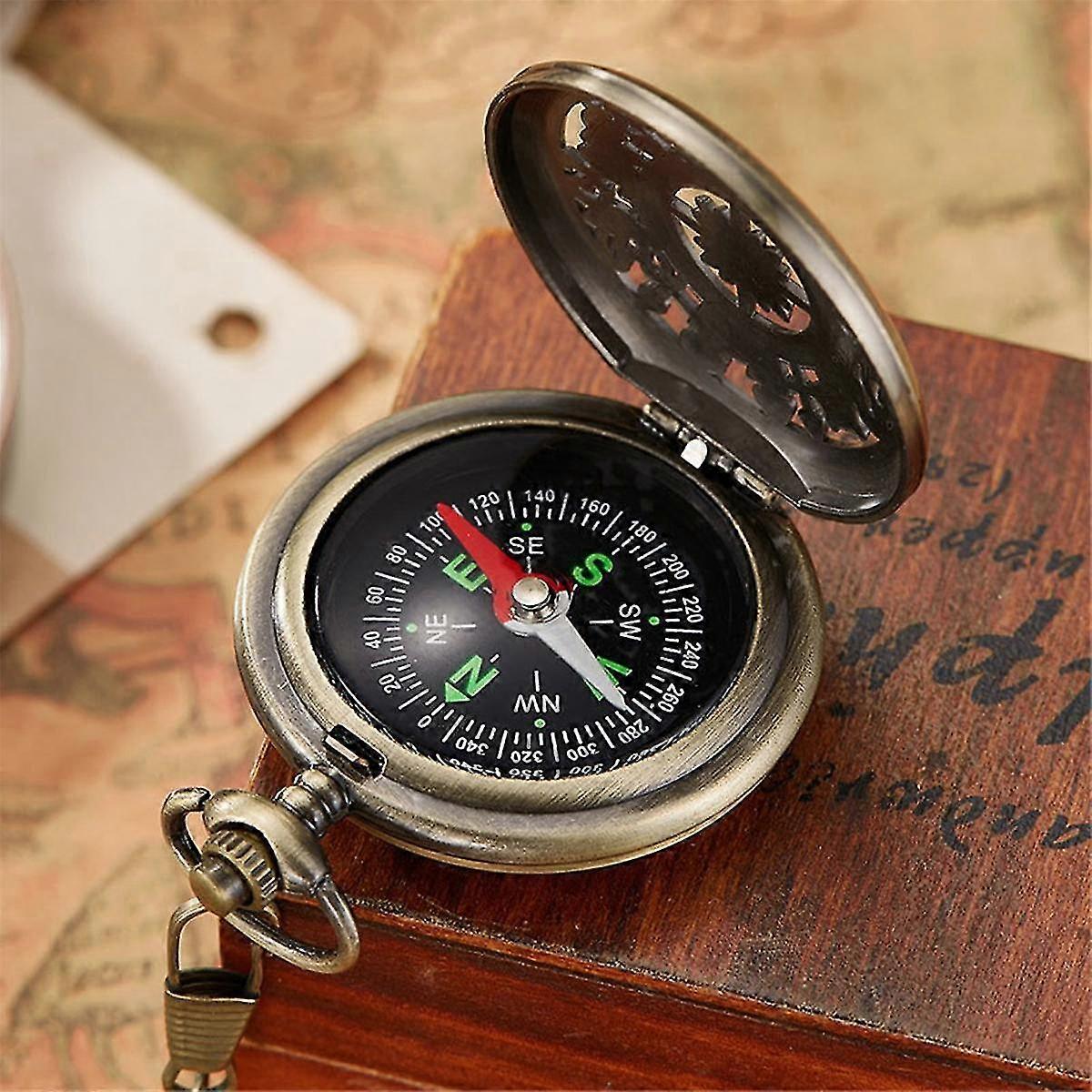 Bússola Nova de Bronze, Estilo Clássico de Escalada ao Ar Livre, Relógio de Bolso Flip Compass