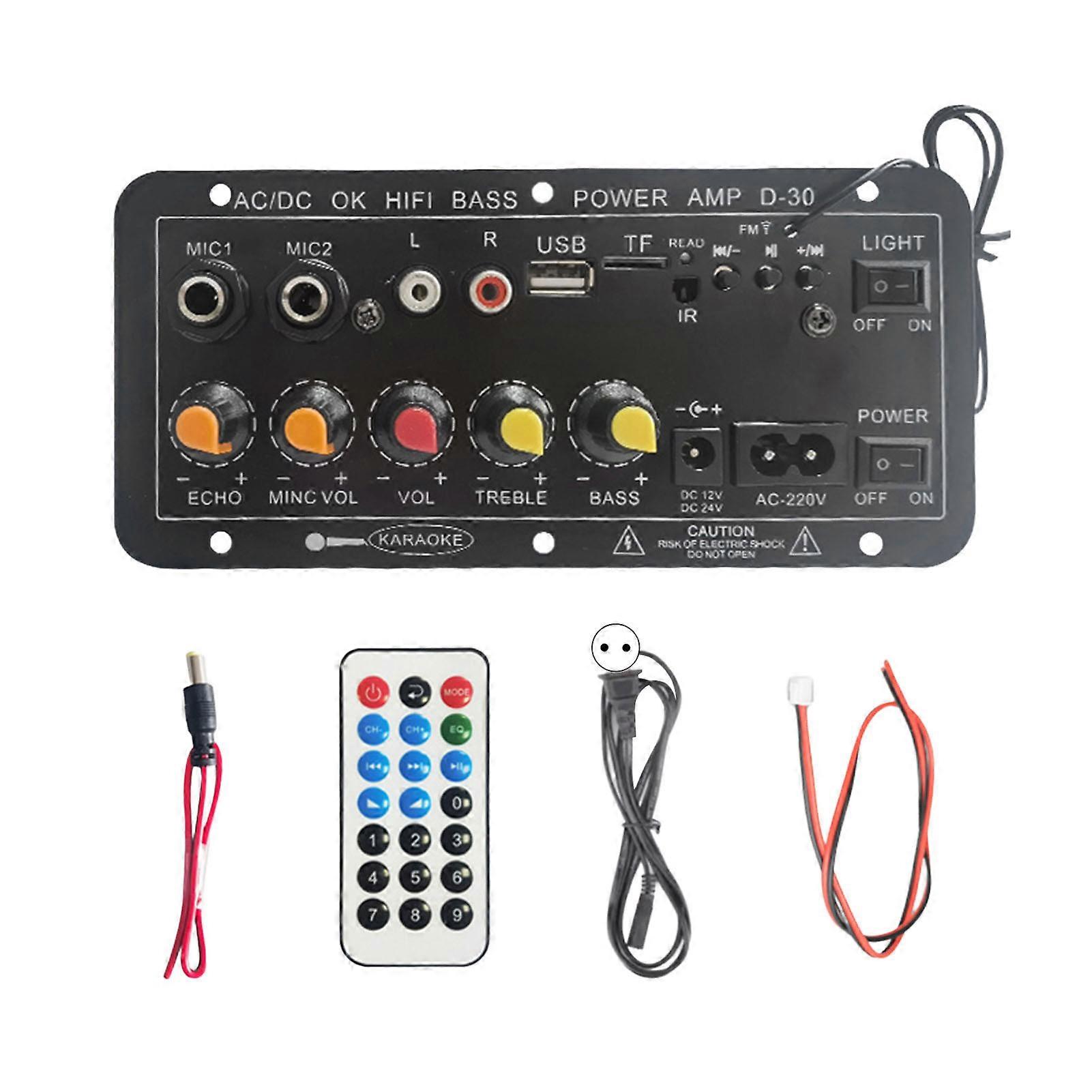 1 Set Amplifier Board Subwoofer Adjustment Bluetooth-compatible 4.2 FM Radio with Power-on Indicator 220 V Microphone Support Digital Amplifier Board