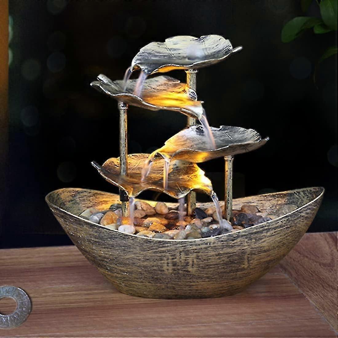 سبيكة أوراق اللوتس المكتبية الإبداعية ، زخرفة نافورة المياه المتدفقة ، شاشة غرفة المعيشة ، البهو ، هوم