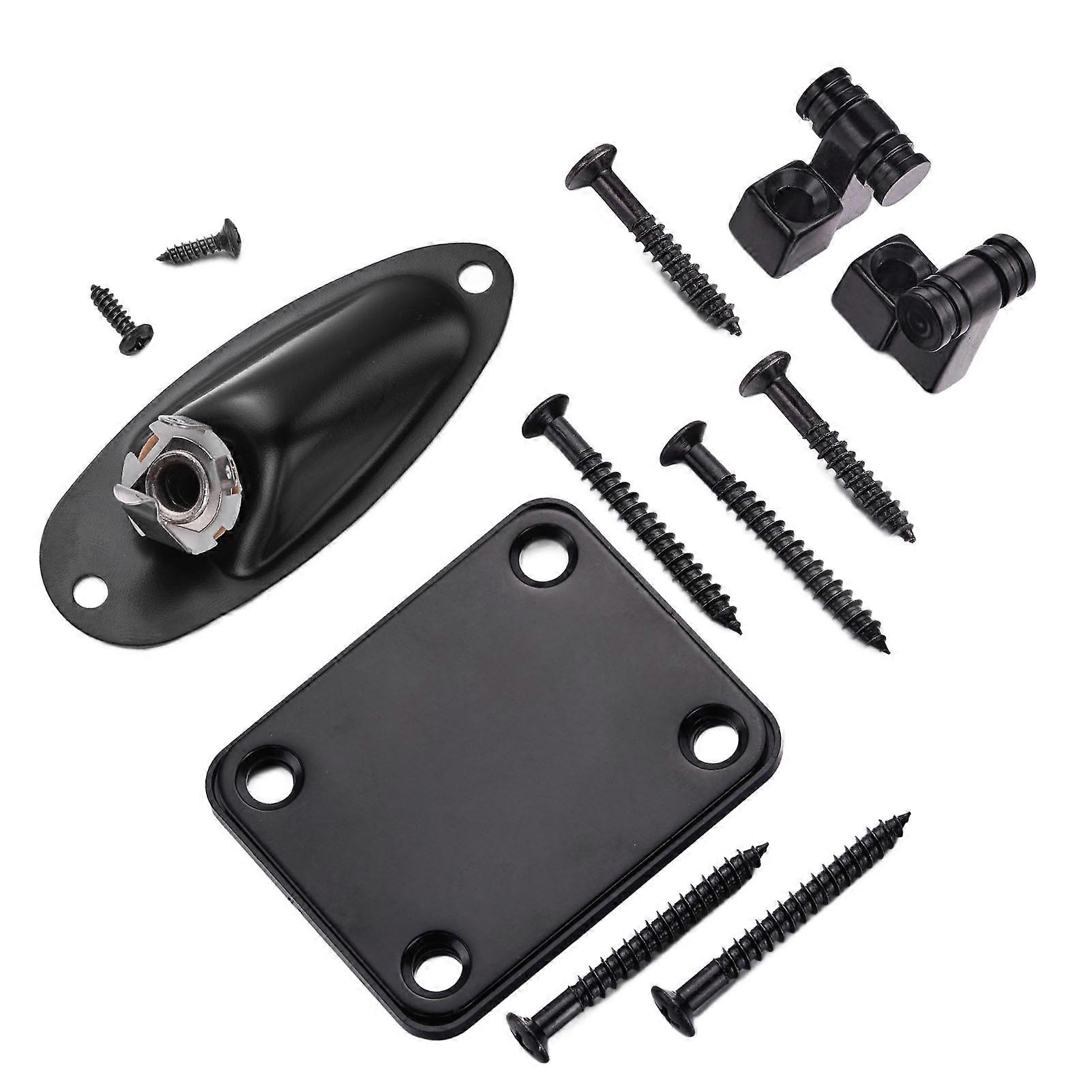 Guitar String Tree Retainer Set Guitar Loaded Socket Plate with Screws for Replacement Black