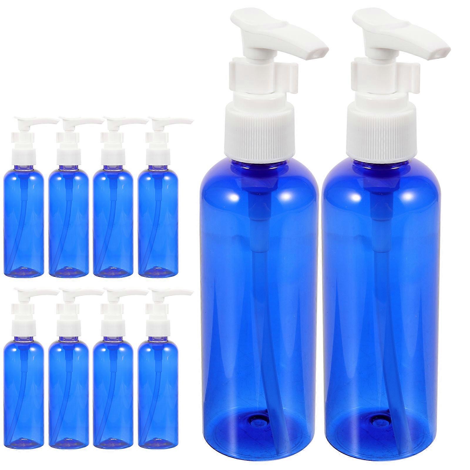 10 Pcs 100ml Plastic Empty Bottles Empty Shampoo Pump Bottles Lotion Dispenser for Travel Outdoor Camping Business Trip (Blue)