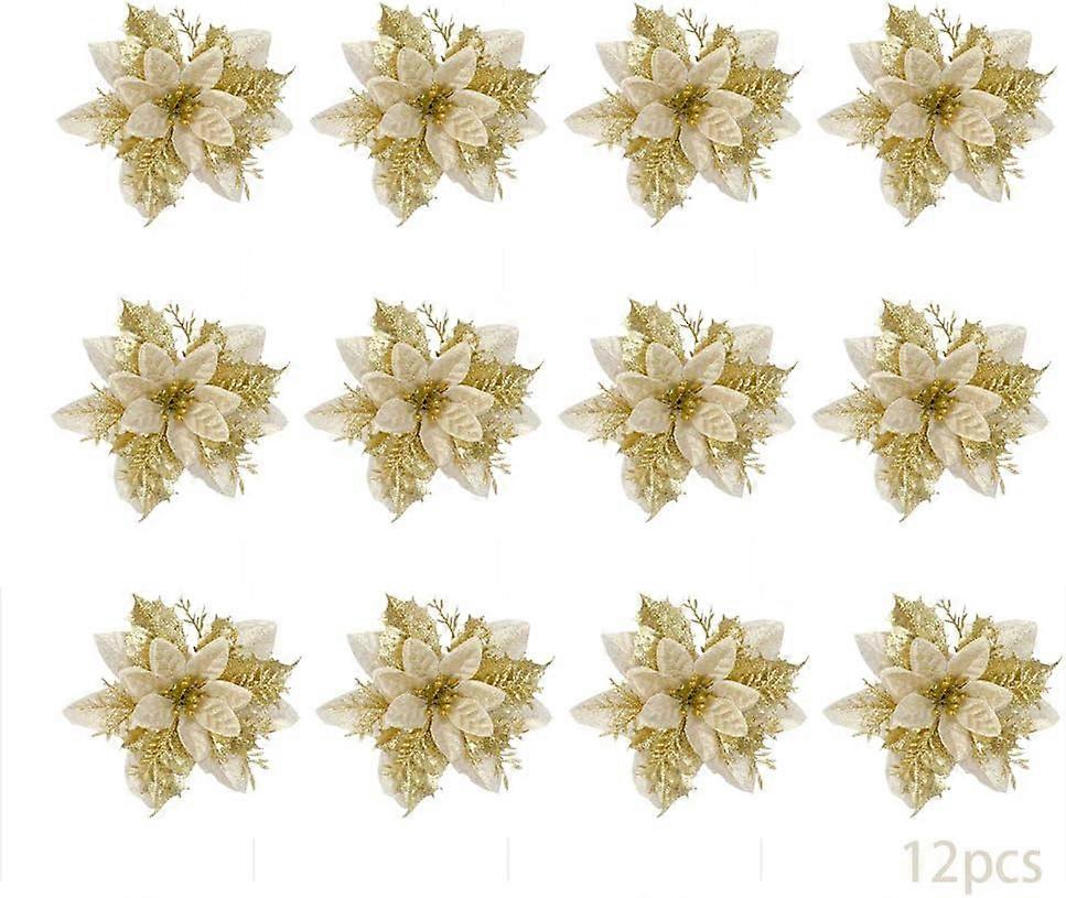 24buc - floare de Crăciun - aur