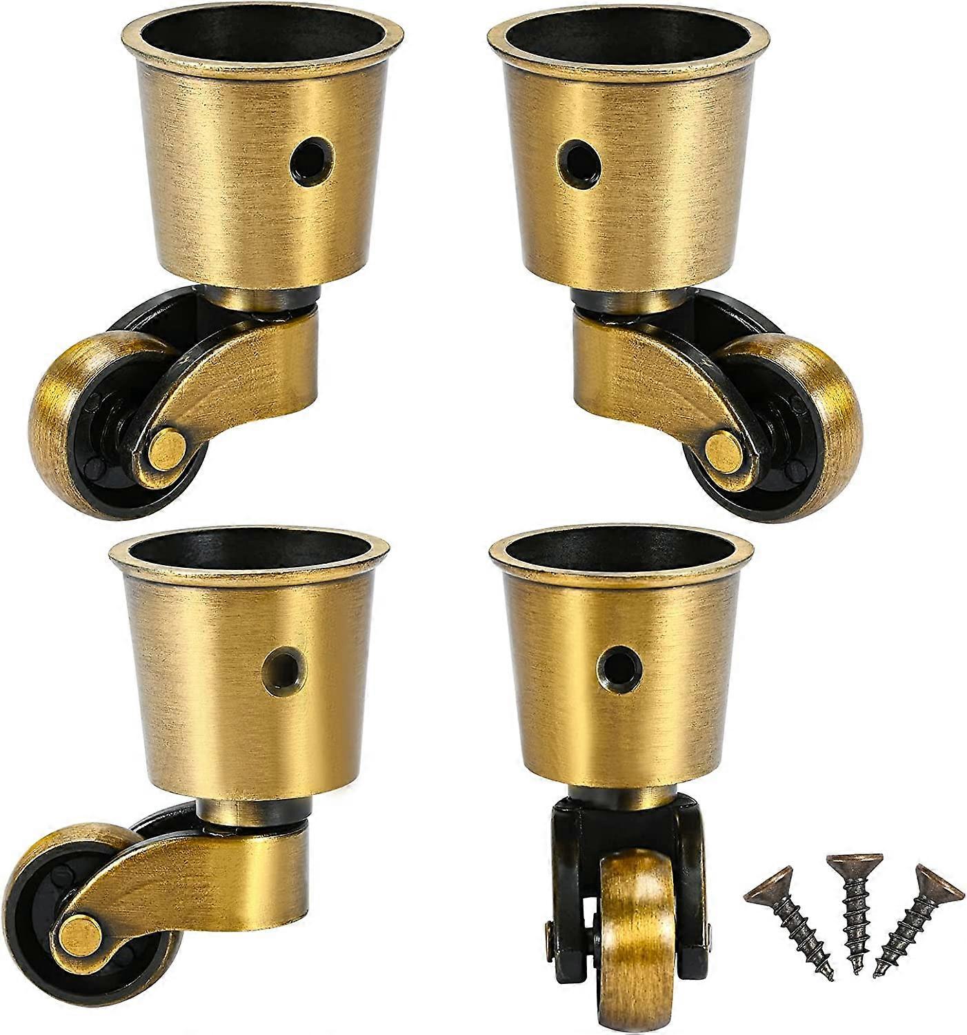 4 Pieces Swivel Casters, Copper Round Casters Antique Casters No Noise Portable Can Swivel 360 For Sofa/Chair/Coffee Table/Shelf Load 150Kg