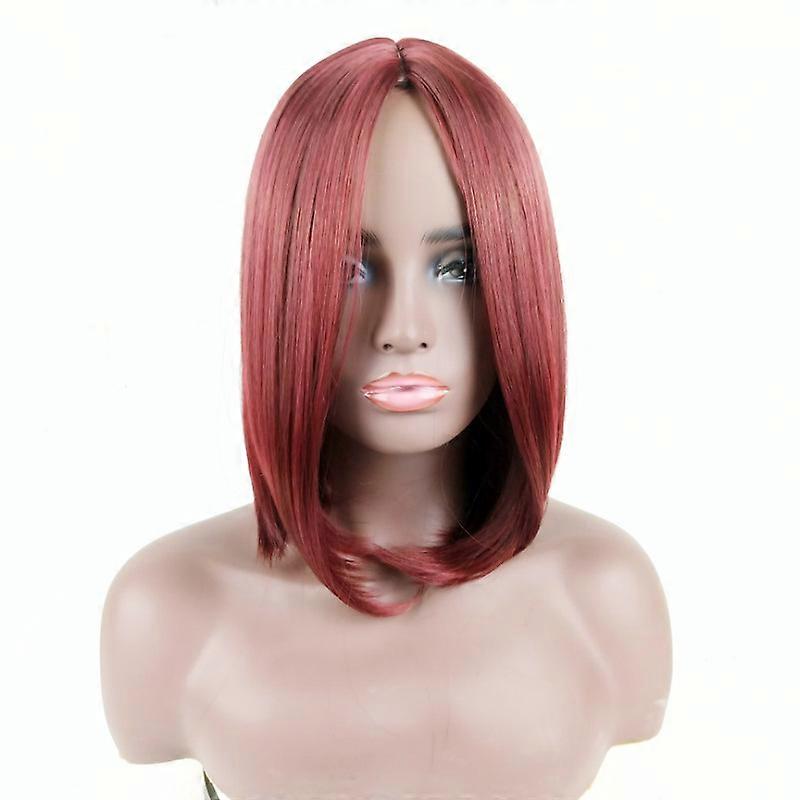 Perucă feminină păr scurt drept vin roșu