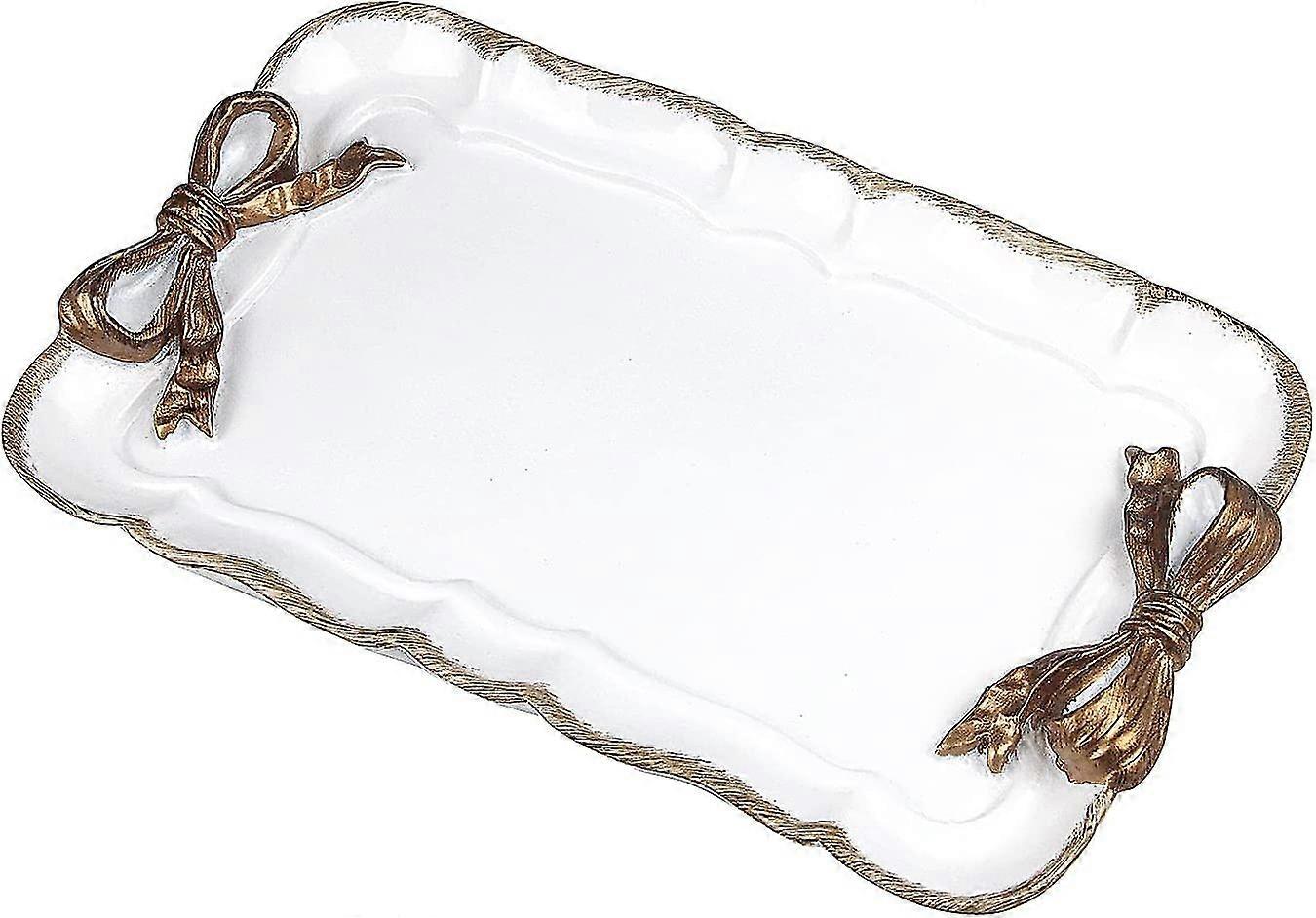 Decorative Tray Vintage Design Resin Tray Display (white)