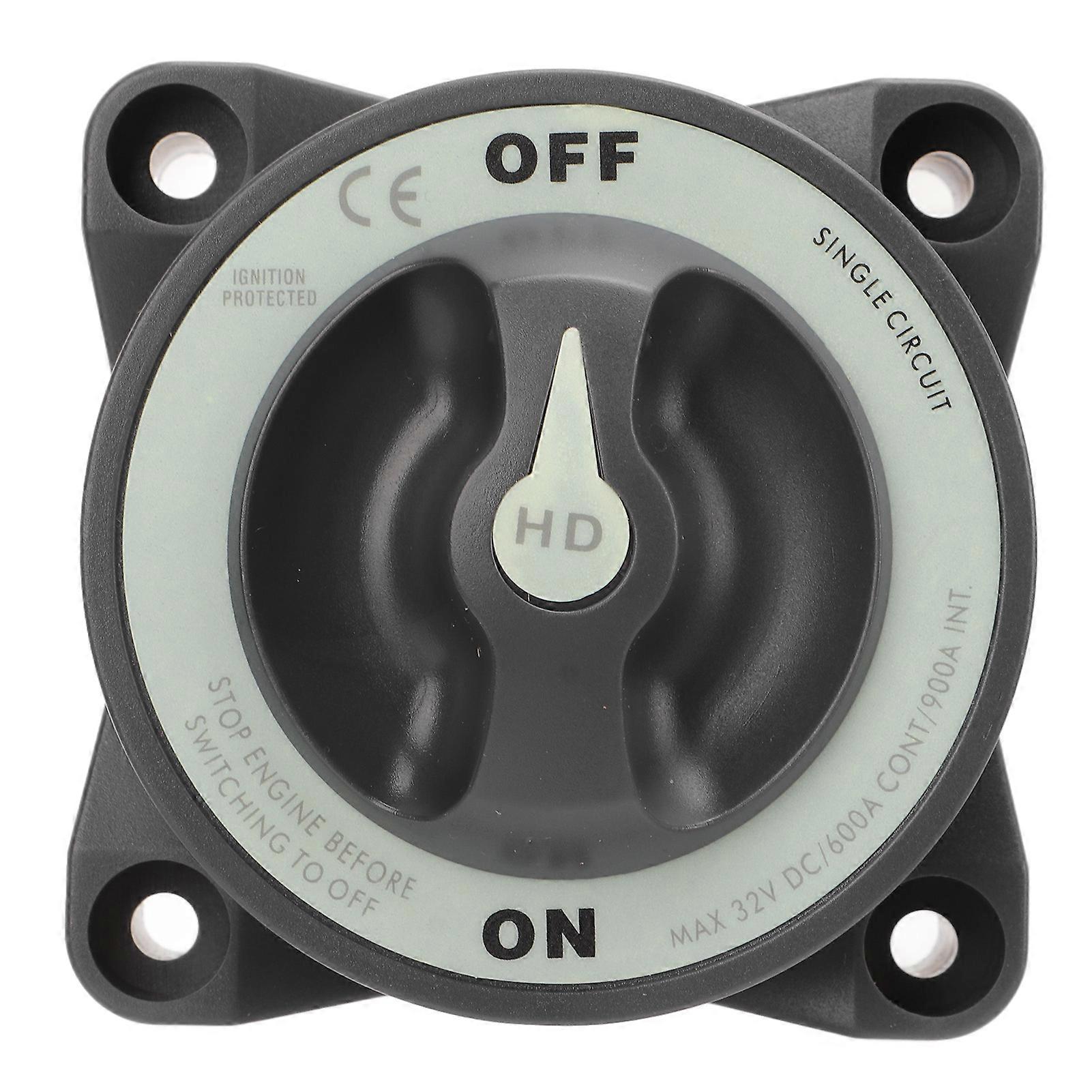 600A Master Battery Power Cut Disconnect Switch Isolator Single Circuit ON OFF IP66 Waterproof 3 Studs for RV Boat