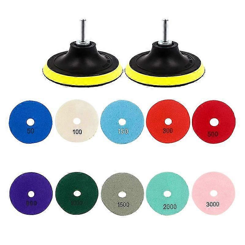 12pcs 3 Inch Diamond Polishing Pads Set Wet/dry Polishing Kit For Granite Stone Concrete Marble Flo