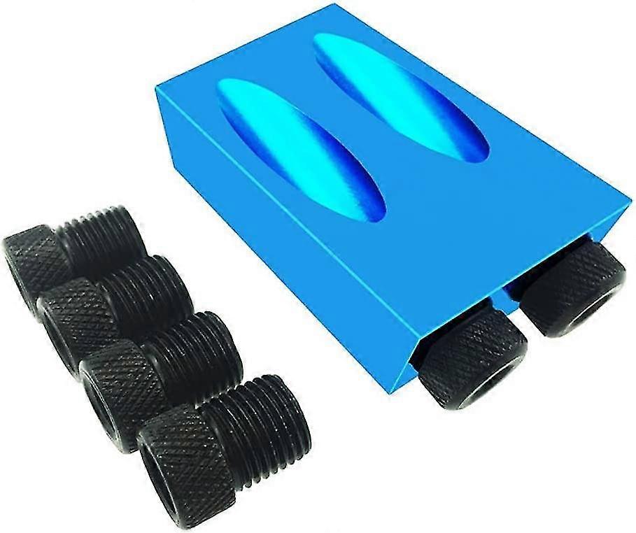 Pocket Hole Drill Guide, 15 Degrees Pocket Hole Drilling Kit Woodworking Oblique Drill Guide Set Positioner Locator Tool(blue)(7pcs)