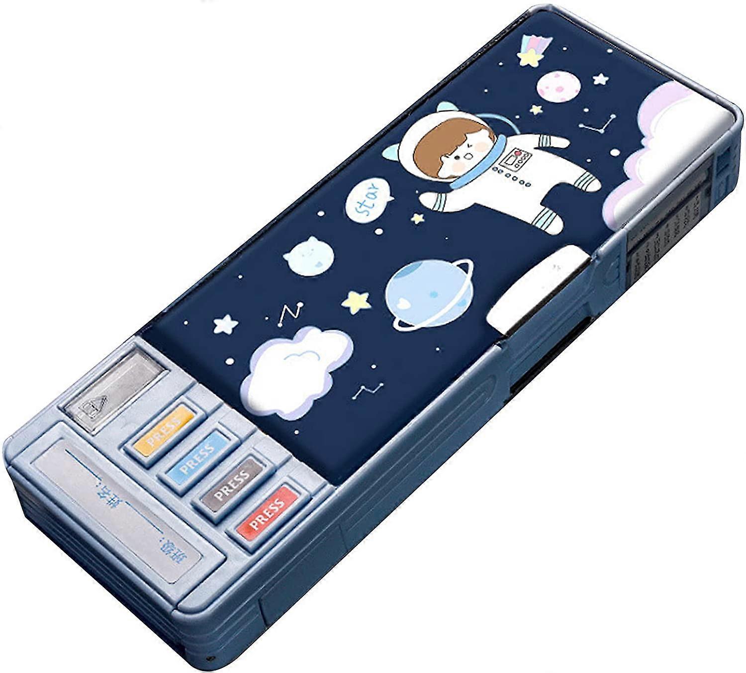 Multifunction Pencil Case, Pencil Box With 2 Compartments For Students - Cartoon Pattern