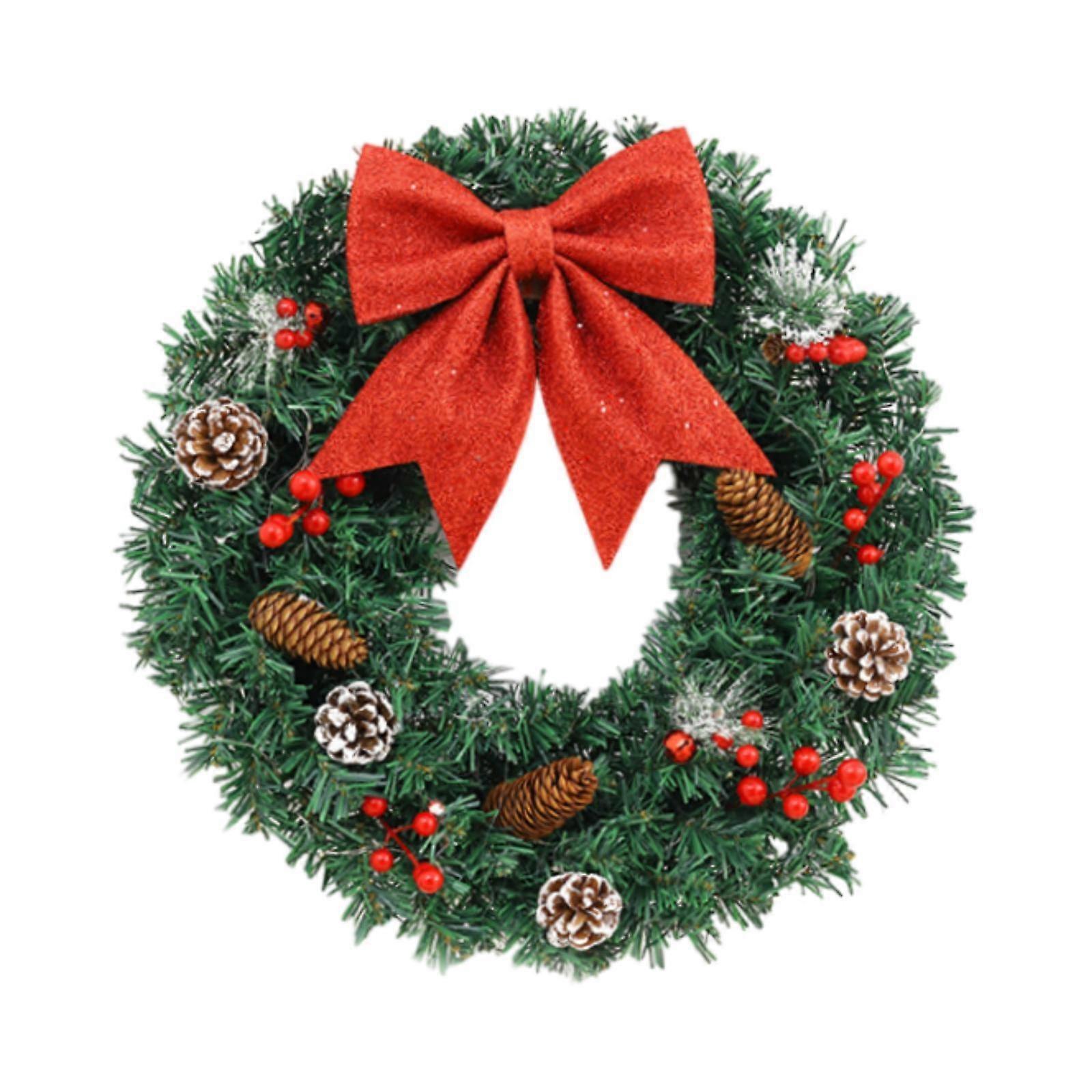 Decorazione Ghirlanda Natalizia con Corona Porta Fiocco per Porta Anteriore Parete 40CM