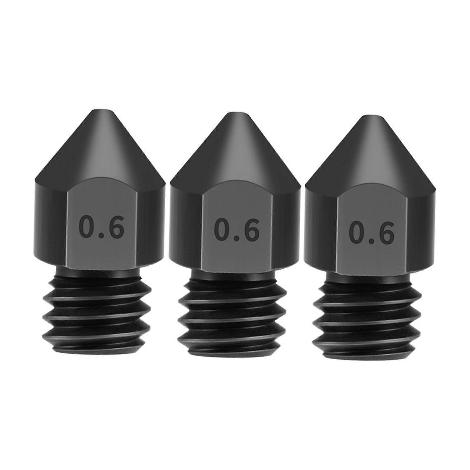 3pcs Hardened Steel Nozzles 0.6mm for 1.75mm filament for Creality Ender 3/CR-10/CR-10S Pro/TEVO Tarantula Pro/TEVO Flash/Sapphire Pro 3D Printer Hote