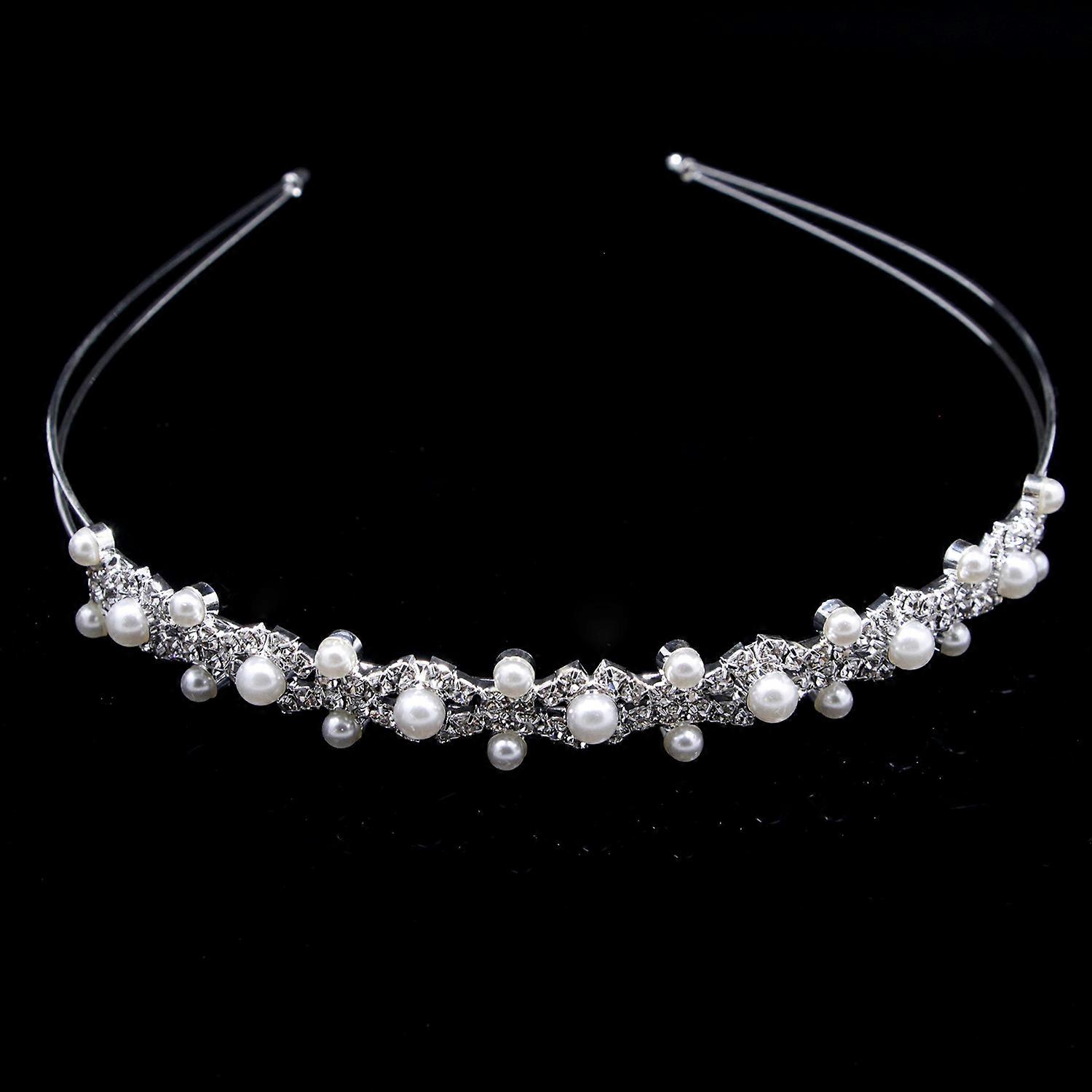 Pearl Headband Rhinestones Inlaid Double Row Headpieces Simple Elegant Blings Fashion Hair