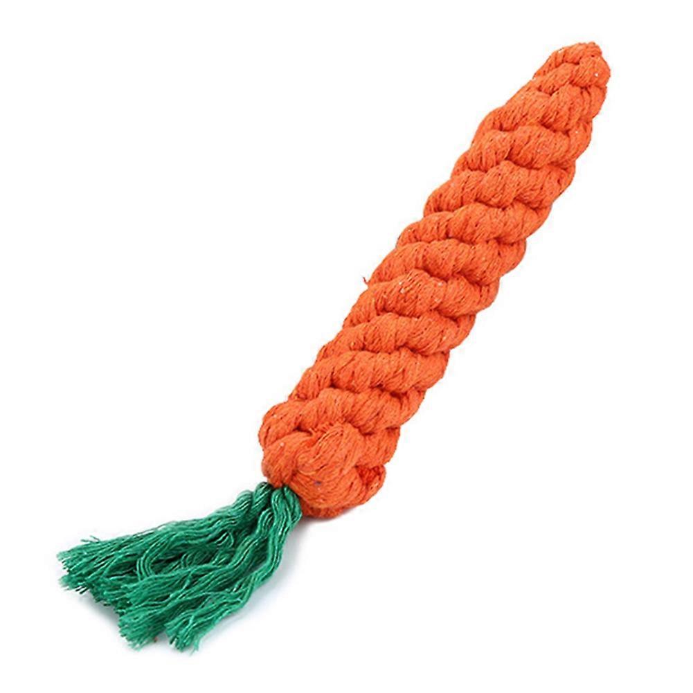 Pet Dog Puppy Carrot Shape Cotton Rope Molar Tooth Cleaning Chew Training Toy
