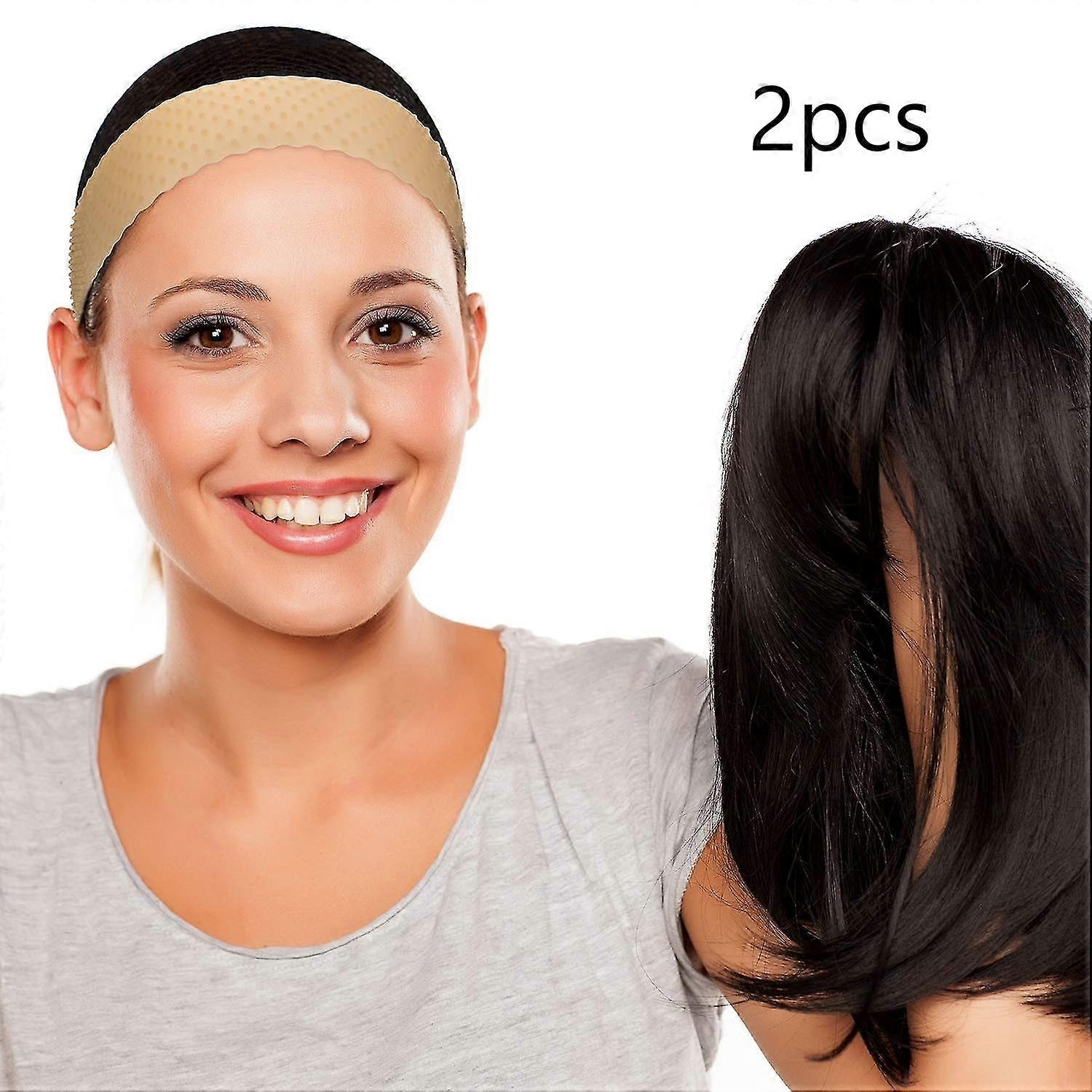 ZK-2pcs Silicone Wig Head Strap Fixed Non-slip Wig Straps Light Brown