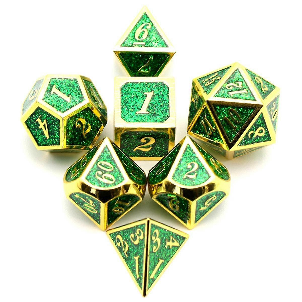 7PCS Metal Dice, Heavy Solid Zinc Alloy Polyhedron Dice Set for Dungeons and Dragon Tabletop Game G