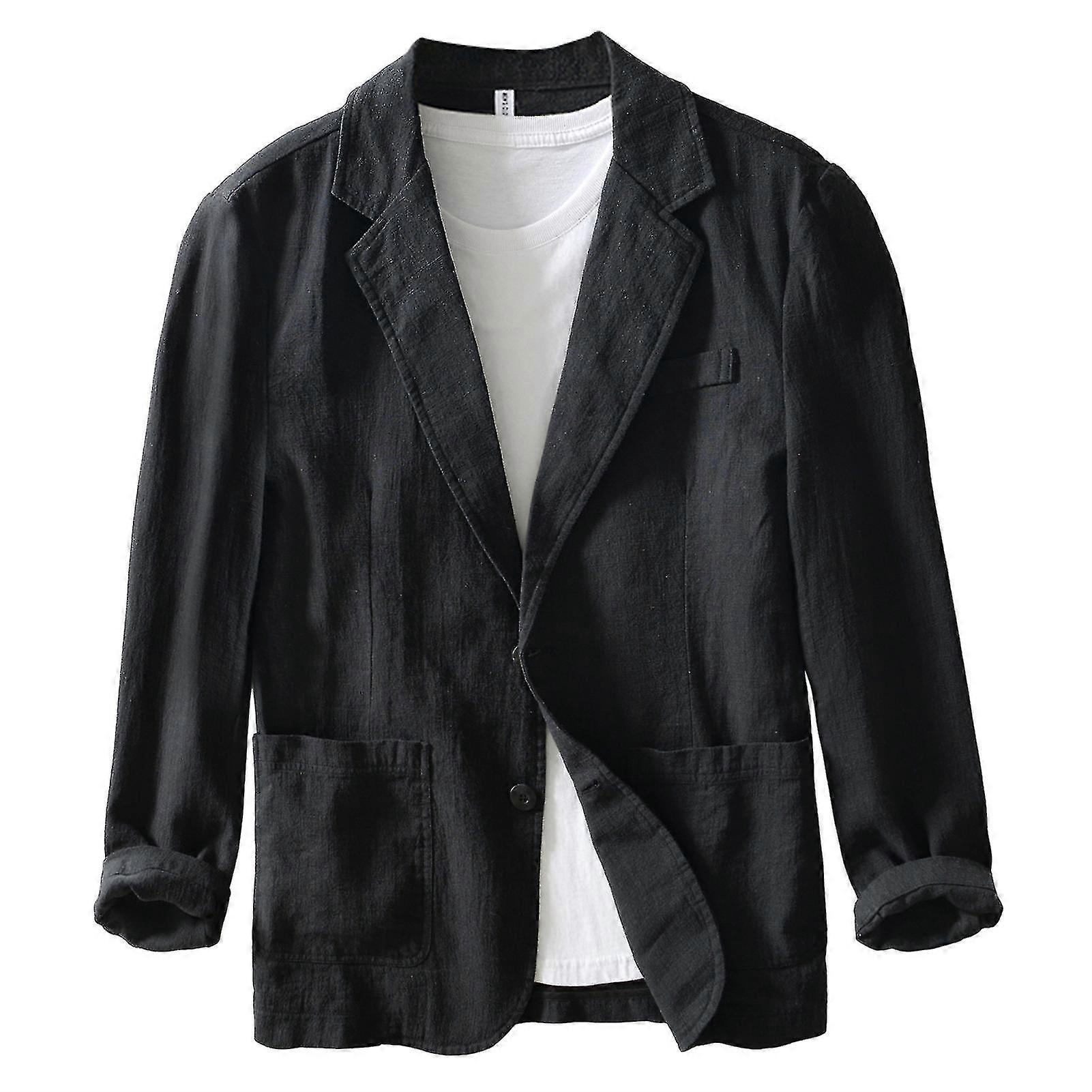 Menn Slim Fit Lett Bomull Lin Jacket Blazer