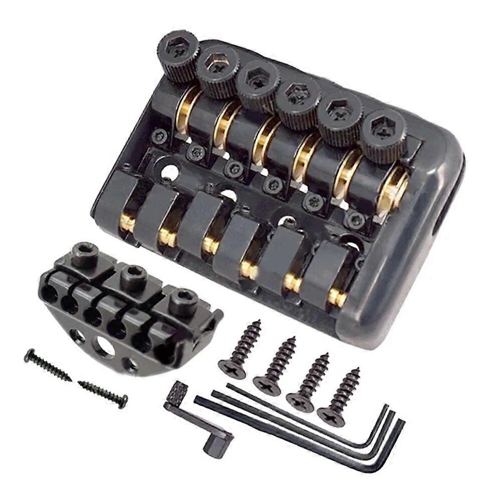 6 String Fixed Bridge Saddle Headless Electric Guitar Bridge Tailpiece With Parts Strat Style Knobs For Electric Guitar Basses