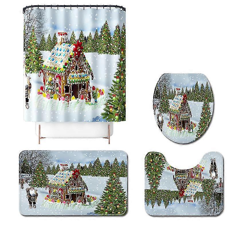 Mng Digital Printing Christmas Tree Curtain Carpet Set
