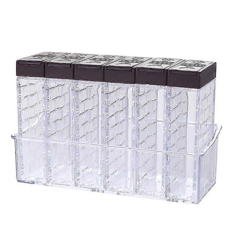 Plastic Spice Jars,clear Spice Shakers, Storage Containers With Tray And 2 Kinds Of Outlet Holes, Set Of 6