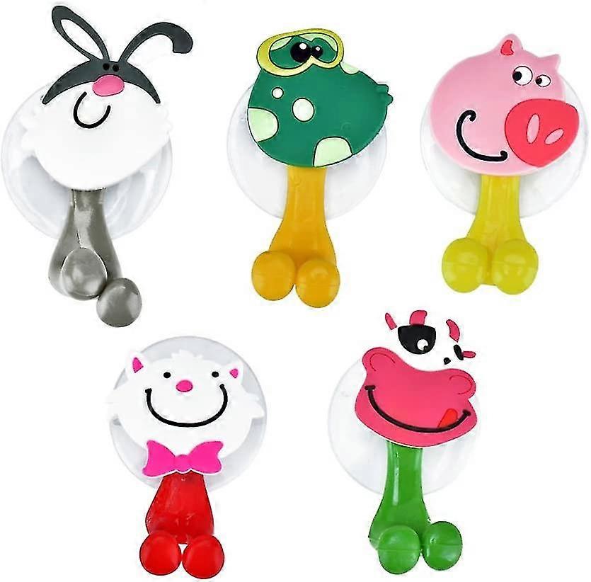 Support For Toothbrushes - Support Shell With Suction Cup Illustrated With 5 Animals