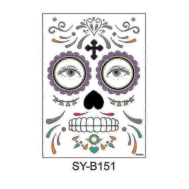 Waterproof Sweat Deads Day Masquerade Funny Makeup Temporary Sticker Halloween Face Tattoo Sticker #8