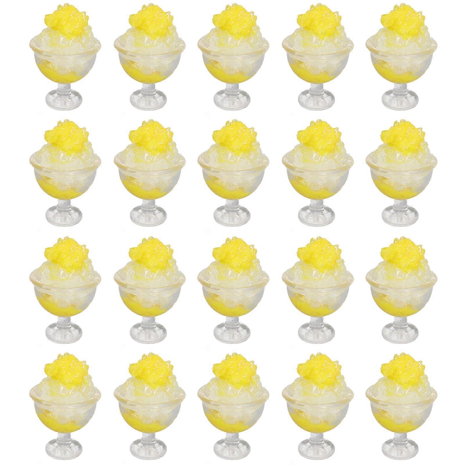 20pcs 1:12 Dollhouse Smoothie DIY Funny Simulated Miniature Smoothie Dollhouse Decoration Accessories Yellow