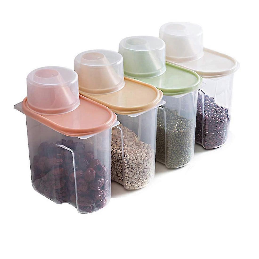 4pcs Cereal Storage, Pouring Containers, Storage Boxes For The Kitchen With Lid For Dry Food, Grain