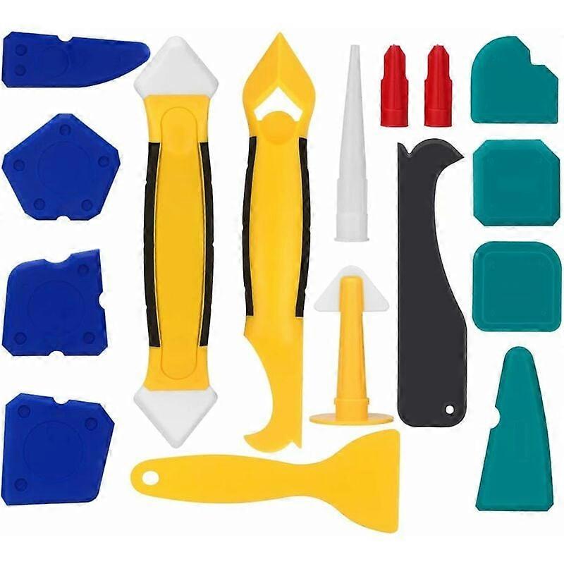 Silicone Grout Smoother Caulking Tools 16 Pieces Sealing Tool Kit Grout Smoothing Scraper Removal Sealant Caulk Puller Finishing Applicator for Bathro