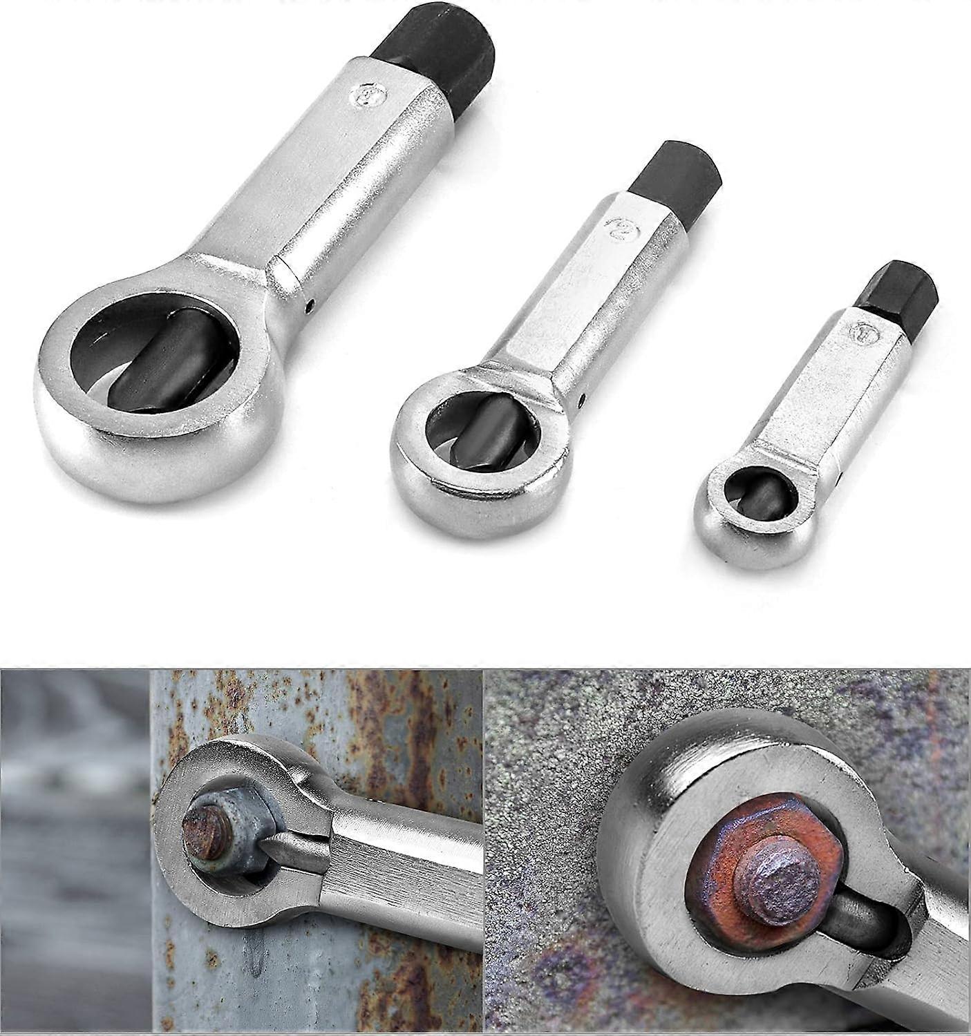 Nut Splitter Set, Nut Splitter, Damaged Nut Removal Tool, 9-12mm/12-16mm/16-22mm (3 Pieces)