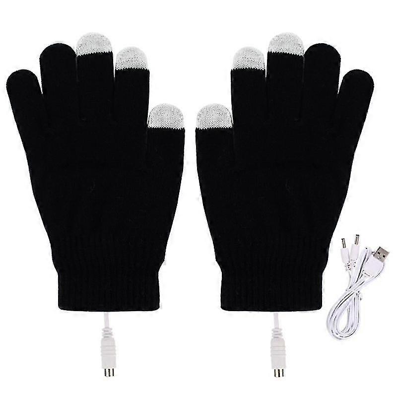 1 Pair Winter Practical Heated Riding Gloves Usb Charging Warm Hand Gloves Outdoor Windproof Mitten