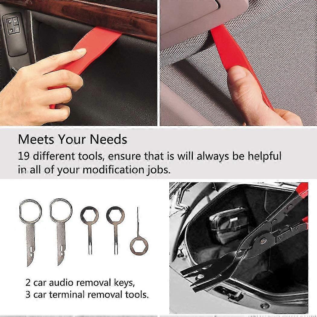 19 Pieces Trim Tools, Difficult Auto Disassembly Tool With Clip Puller - For Car Radio Door Accessory Panel Car Dashboard Installer Pry Tool