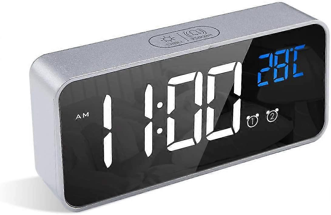 Latec Digital Alarm Clock, Led Alarm Clock With Snooze Function, Usb Ports Charging (silver)