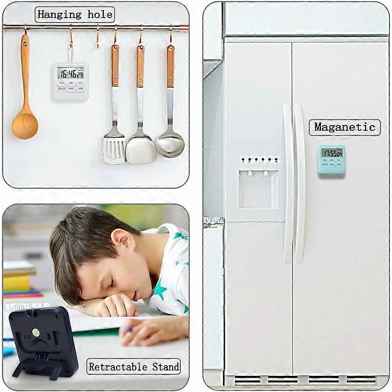 Digital Timer with Clock/Alarm Clock Function, Magnetic Back Digital Kitchen Timer, Kitchen Timer Stopwatch Countdown Time Management for Kitchen Stud