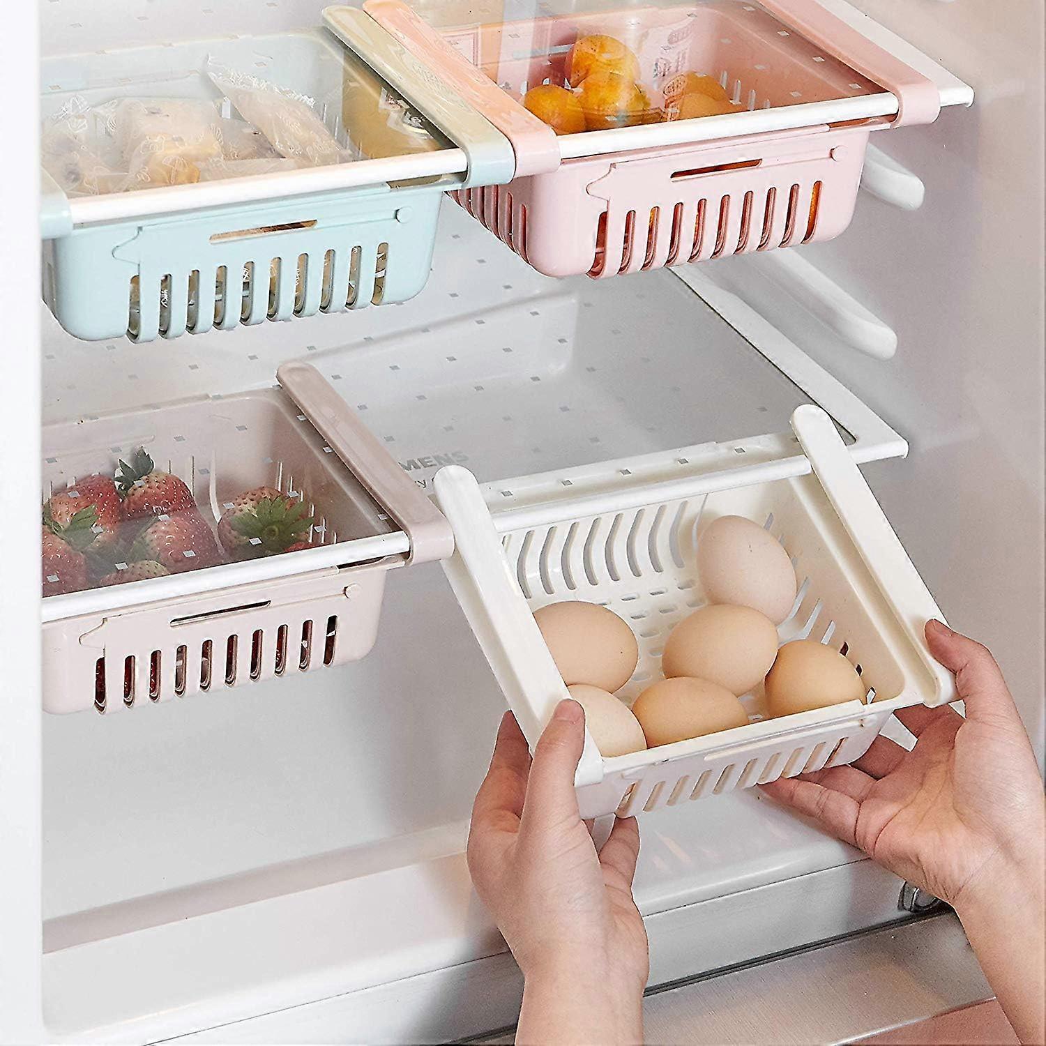 Collapsible Fridge Organizer with Drawer Organizer Fridge Organizer Holds Fridge (4 Pack)