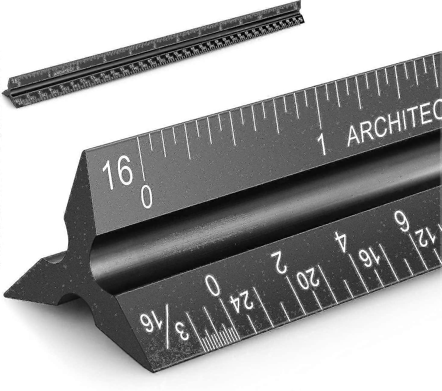 Architectural Scale Ruler Aluminum Architect Scale Triangular Scale Ruler For Architects, Draftsman, Students And Engineers--black
