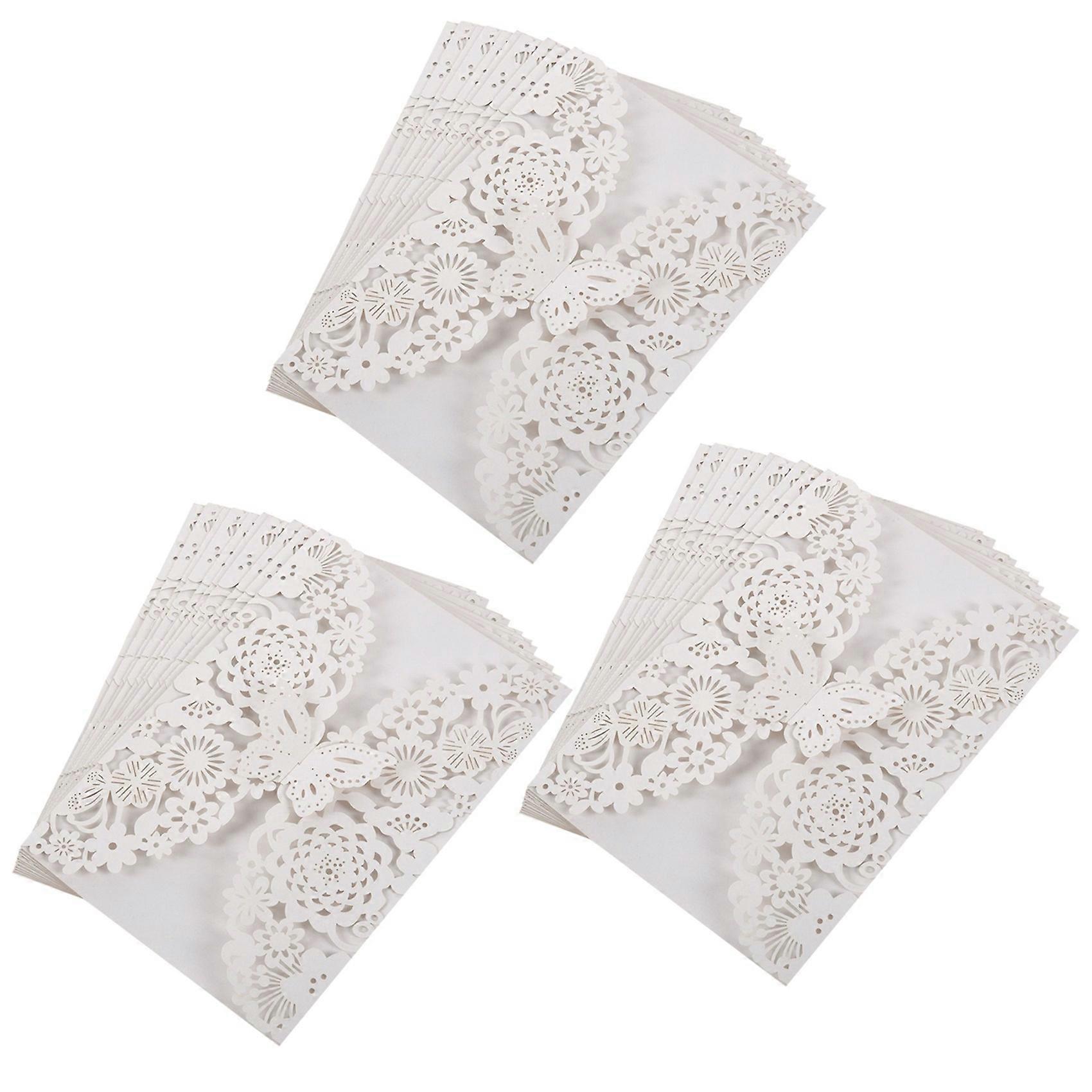 30Pcs Delicate Carved Butterflies Romantic Wedding Party Invitation Card Envelope Invitations for W