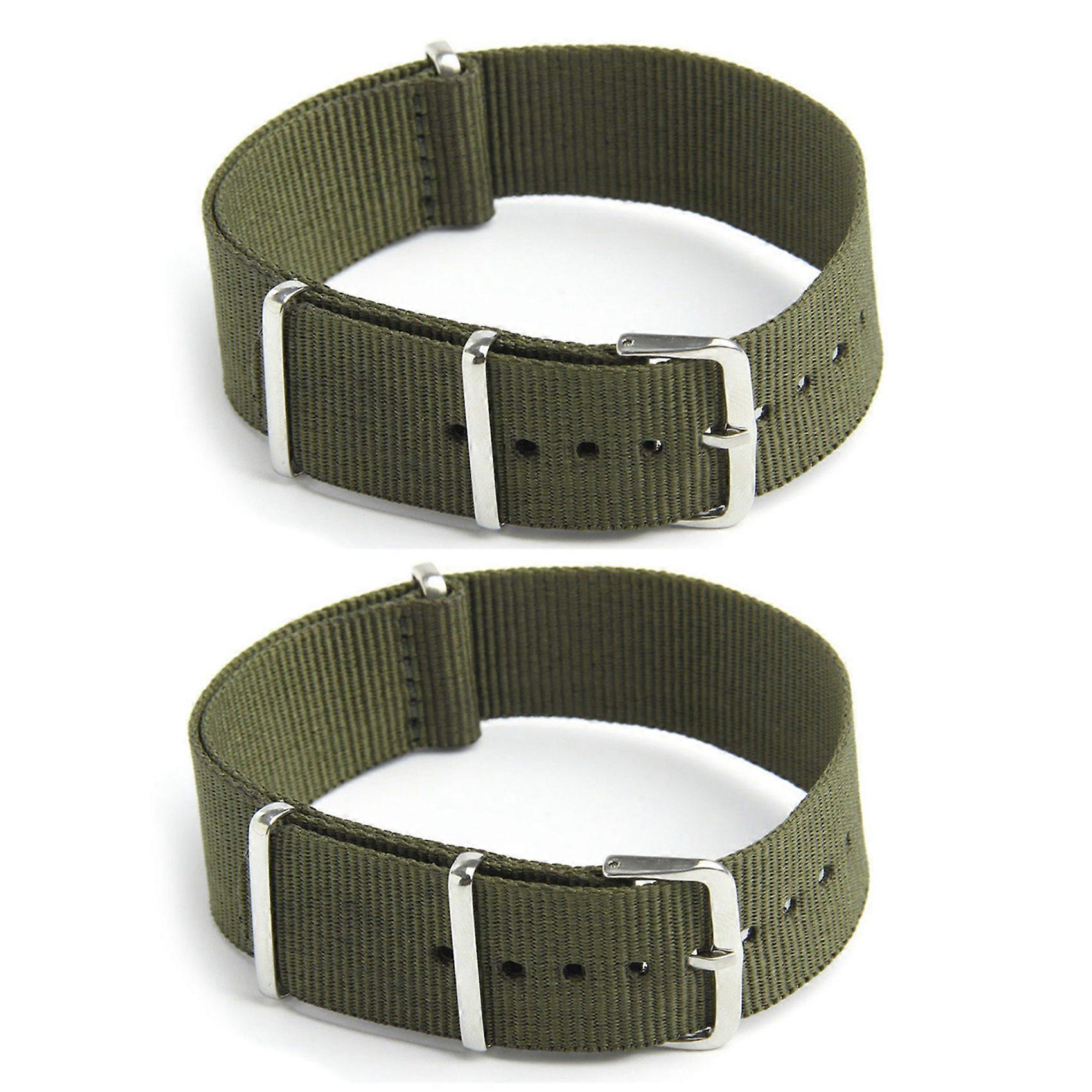 2X Watch Strap Band Military Nylon Canvas Divers G10 Mens Colour: Green Width:18mm
